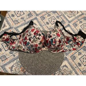 Torrid Curve Tattoo Flash Print T-Shirt Bra Mermaids Roses 42F Underwire Plus